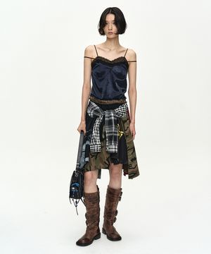 REWORKED VINTAGE JERSEY CAMISOLE DRESS atb1570w(NAVY)