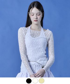 시스루 링클 레이스 긴팔 티셔츠 이너 [3colors] 619