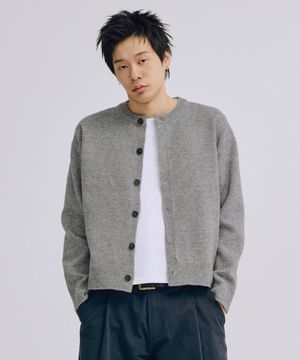 에센셜 크롭 니트 가디건 (멜란지그레이)