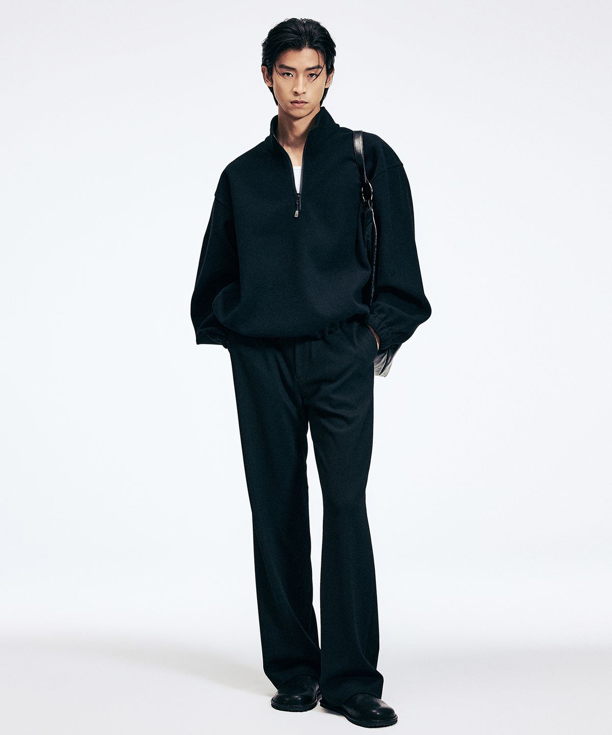 티엔지티(TNGT) Wide Fit Ribbed Banding Pants (Black) TNPA6E109BK