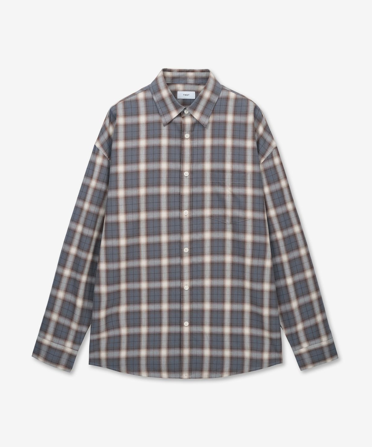티엔지티(TNGT) Oversized Check Shirt (Ash Brown) TNSH6E106W2