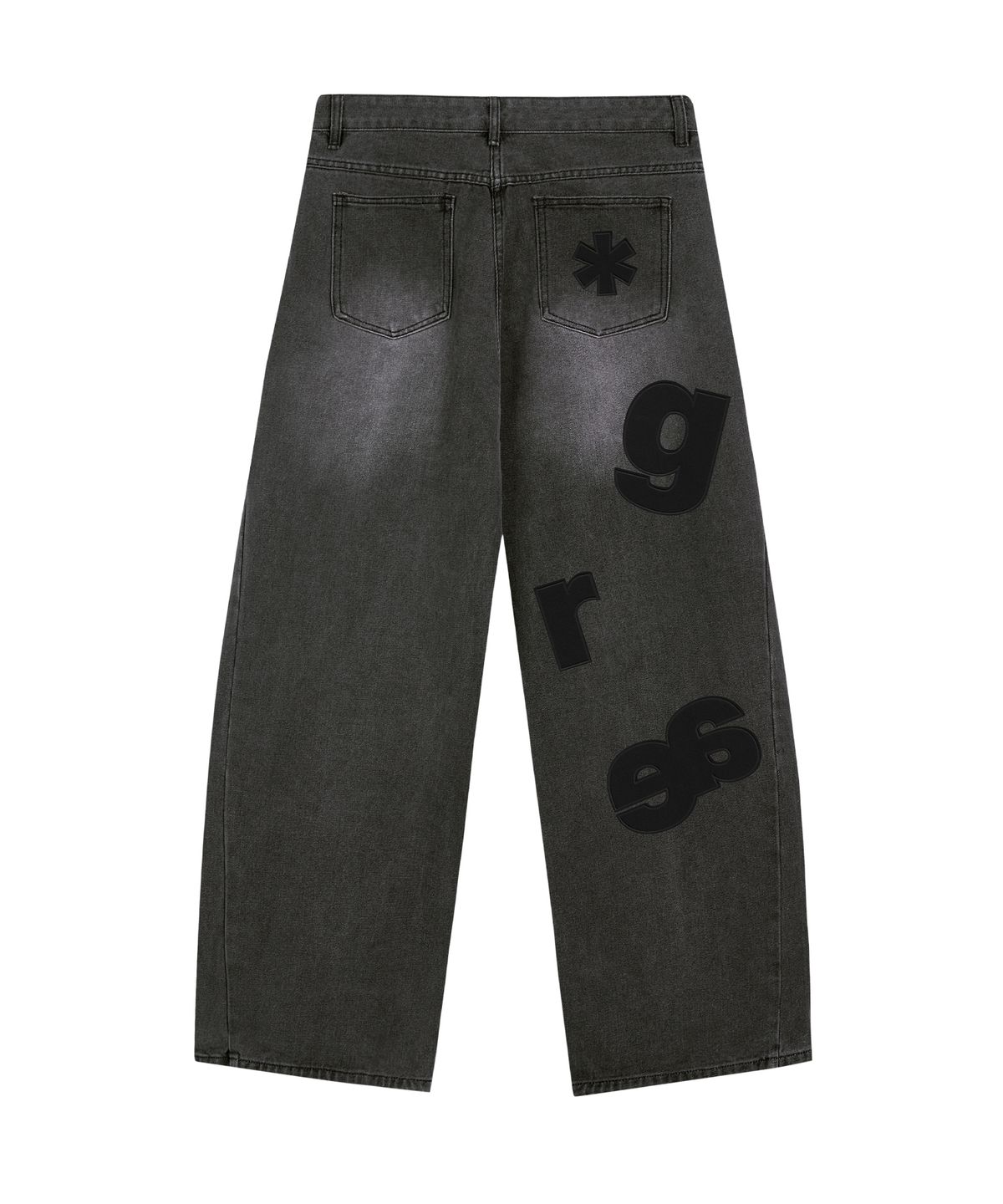 그레이버(GRAVER) [UNISEX]GRAE-S SPOT 와이드 커브드 진_Washed Black