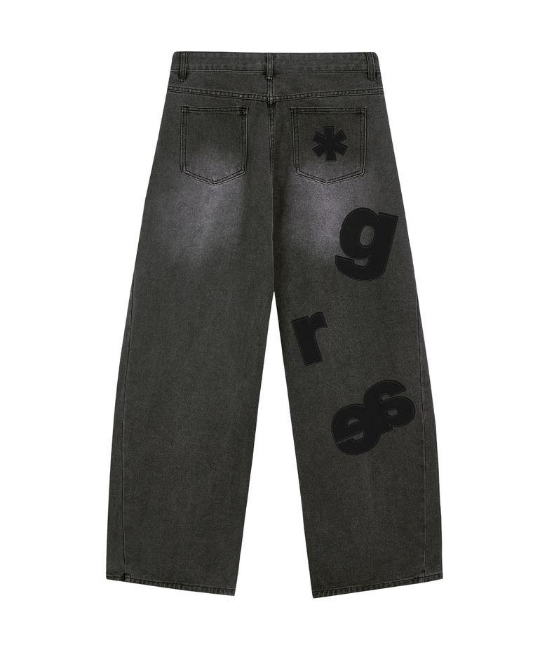 [UNISEX]GRAE-S SPOT 와이드 커브드 진_Washed Black