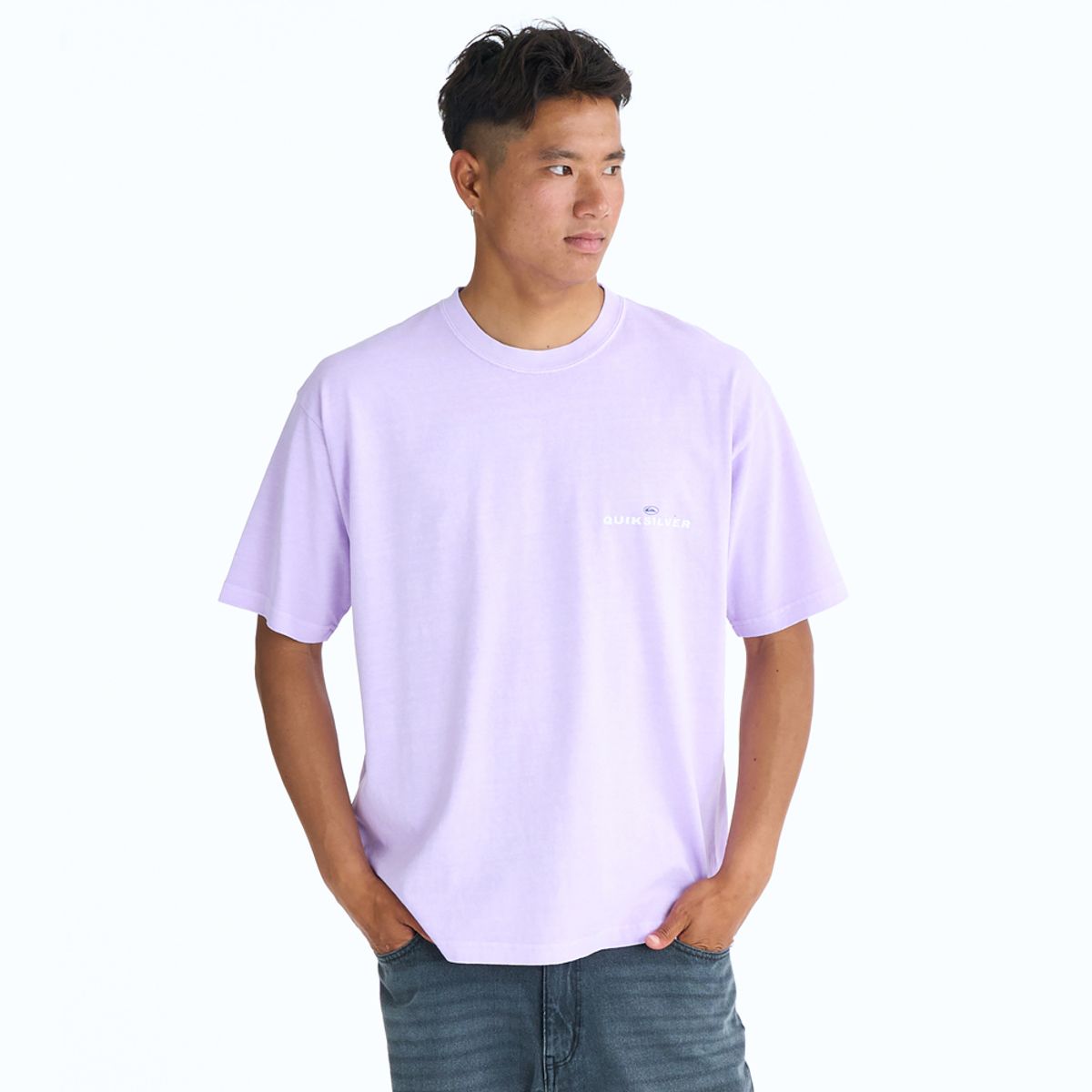 퀵실버(QUIKSILVER) PG UPSIDE DOWN 빈티지 워싱 반팔 티셔츠 (QG21ST803PUR)