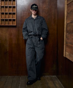 파번 5810 피그먼트 오버핏 그레이 점프수트