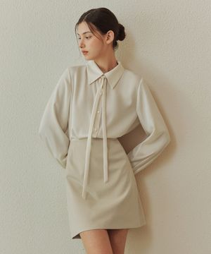 [2컬러] 베이직 타이 블라우스