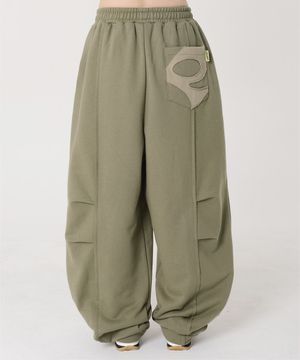 로우 컷 커브드 헤비 스웻 팬츠 (올리브)