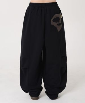 로우 컷 커브드 헤비 스웻 팬츠 (블랙)