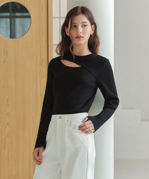 [2컬러] 언발란스 슬릿 포인트 니트