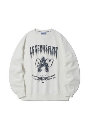 크롬 폰트 믹스 맨투맨 O화이트 ANA1TM04AOH