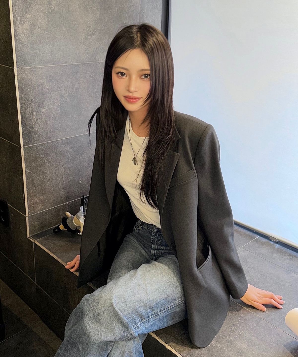 제로스트릿(ZEROSTREET) 베이직 블레이저 자켓 / 차콜