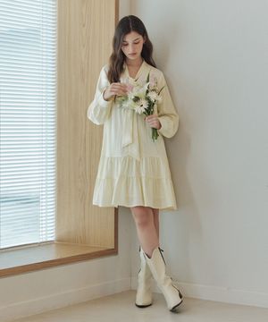 [2컬러] 타이 셔링 원피스