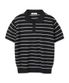 텍스처 스트라이프 카라 반팔 니트 - black