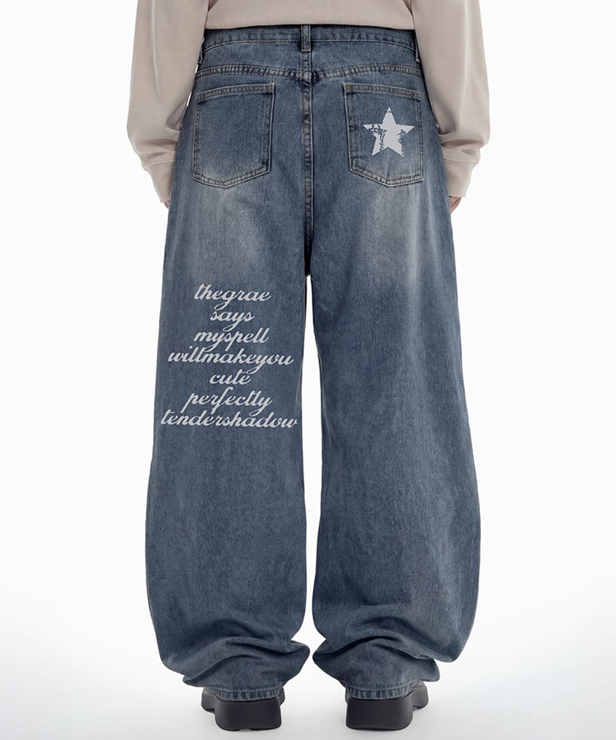 그레이버(GRAVER) [UNISEX]STAR H 와이드 커브드 진_3color