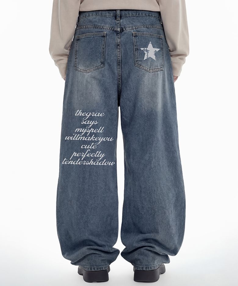 [UNISEX]STAR H 와이드 커브드 진_3color