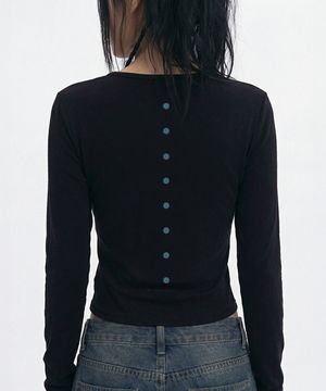 [WOMAN]LINE DOTS U넥 롱슬리브_2color