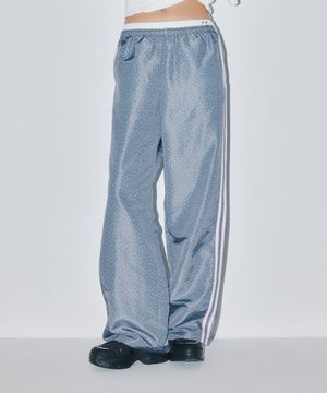 [YOUHEEXOTZ] STAR PATTERN LAYERED BANDING TRACK PANTS_GREY