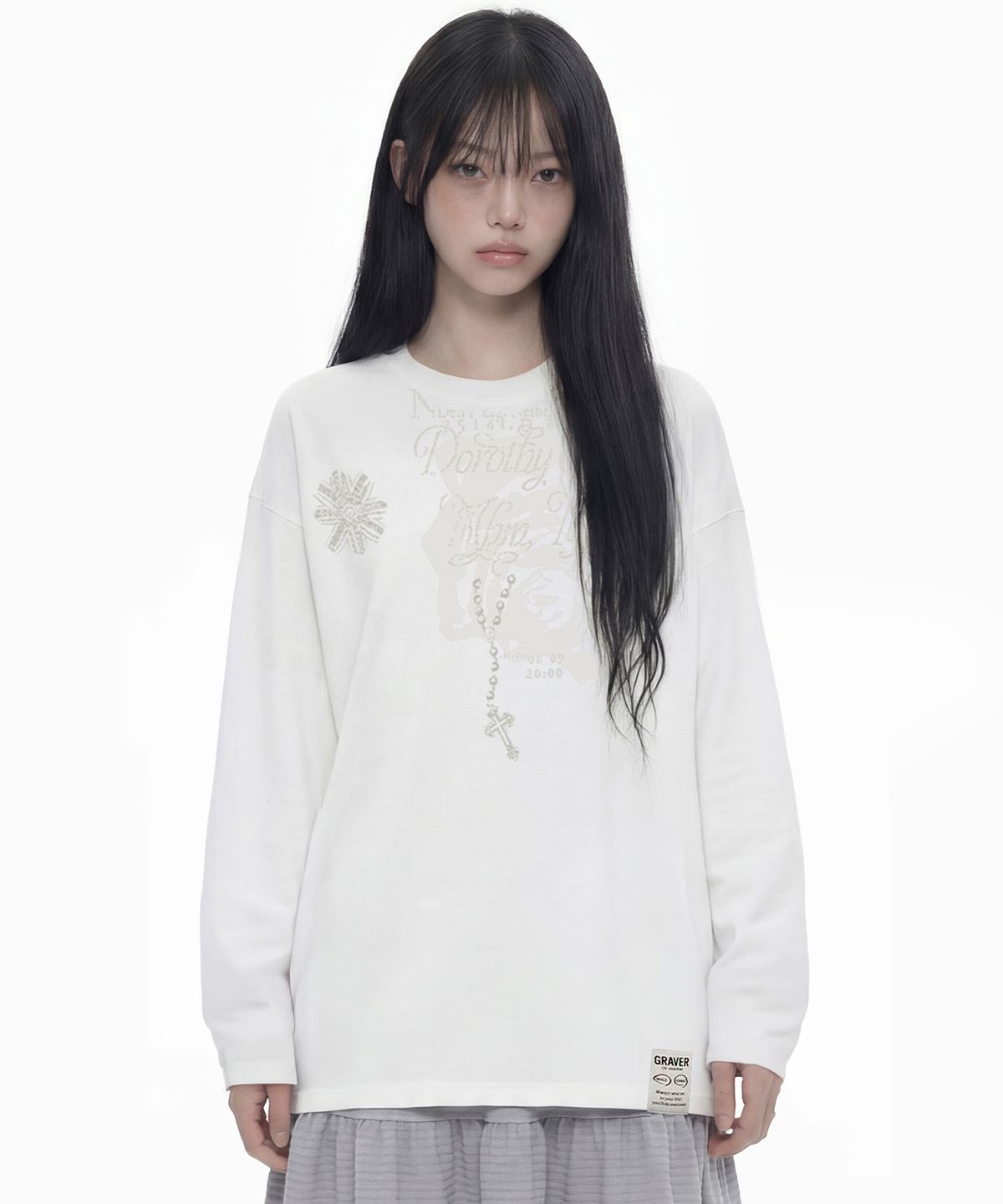 그레이버(GRAVER) [UNISEX]DOROTHY 롱슬리브 티셔츠_WHITE