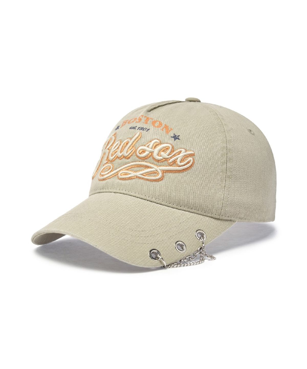 엠엘비(MLB) 빈티지 컬시브 주얼리 언스트럭쳐 볼캡 BOS (Beige)