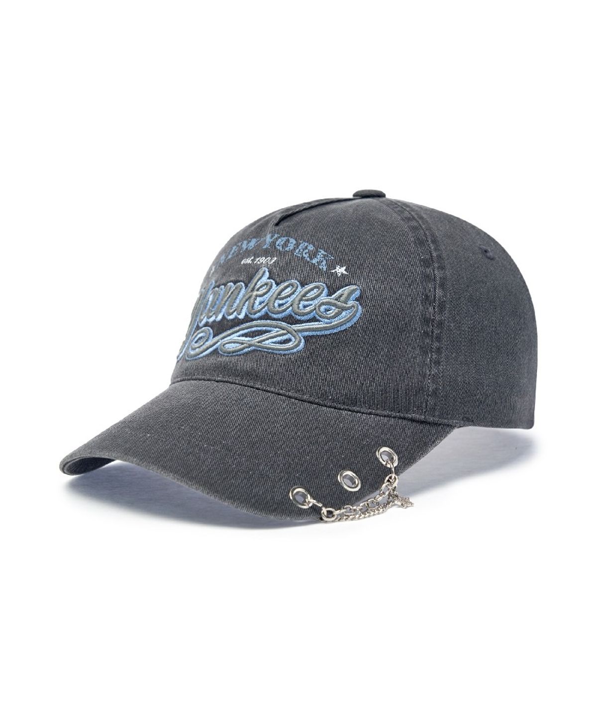 엠엘비(MLB) 빈티지 컬시브 주얼리 언스트럭쳐 볼캡 NY (Charcoal Grey)