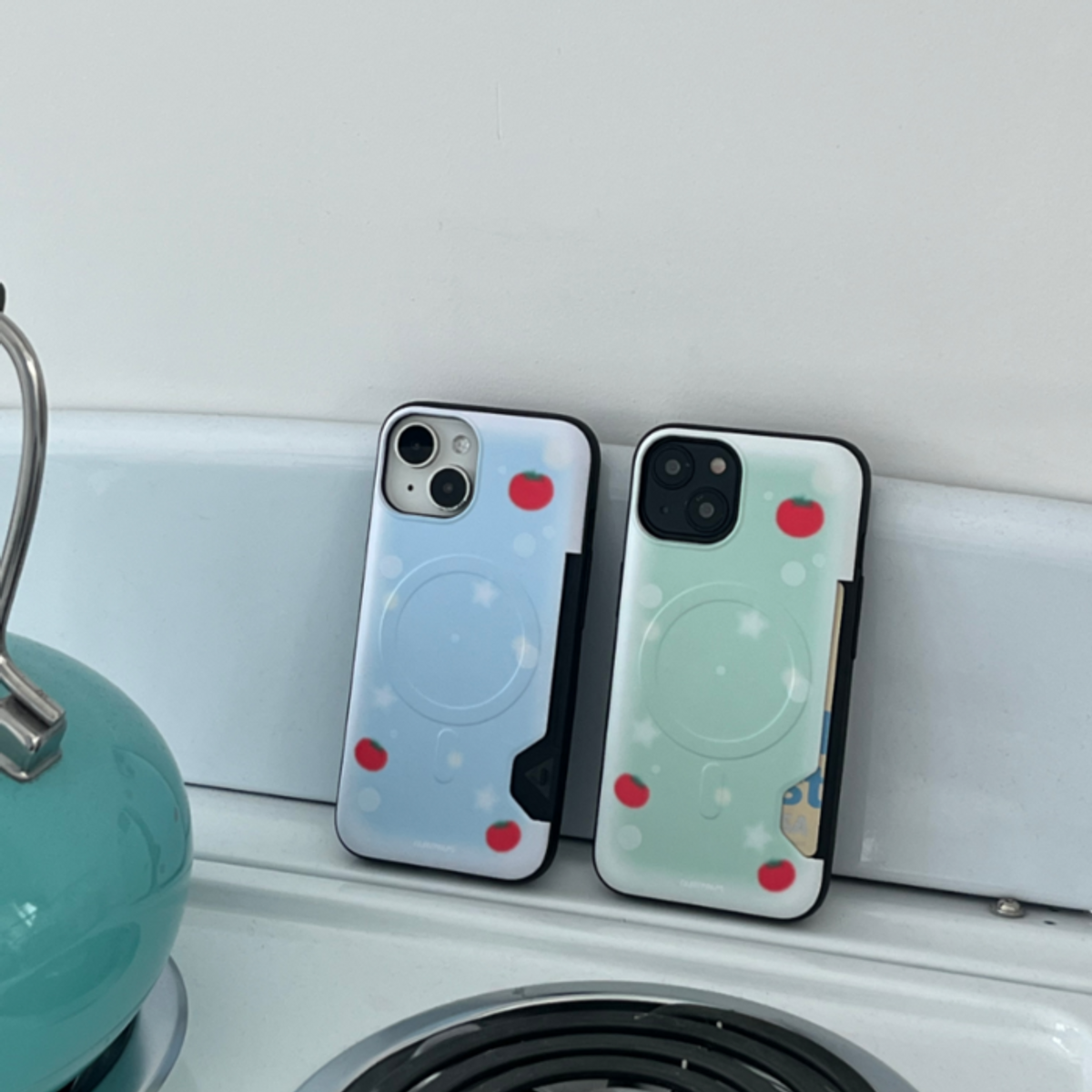케이스크림(CASECREAM) [맥세이프+카드수납+범퍼 케이스] 토마토 소다
