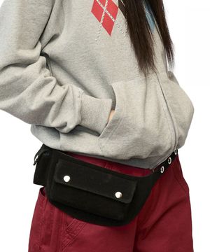 스웨이드 포켓 벨트백_블랙