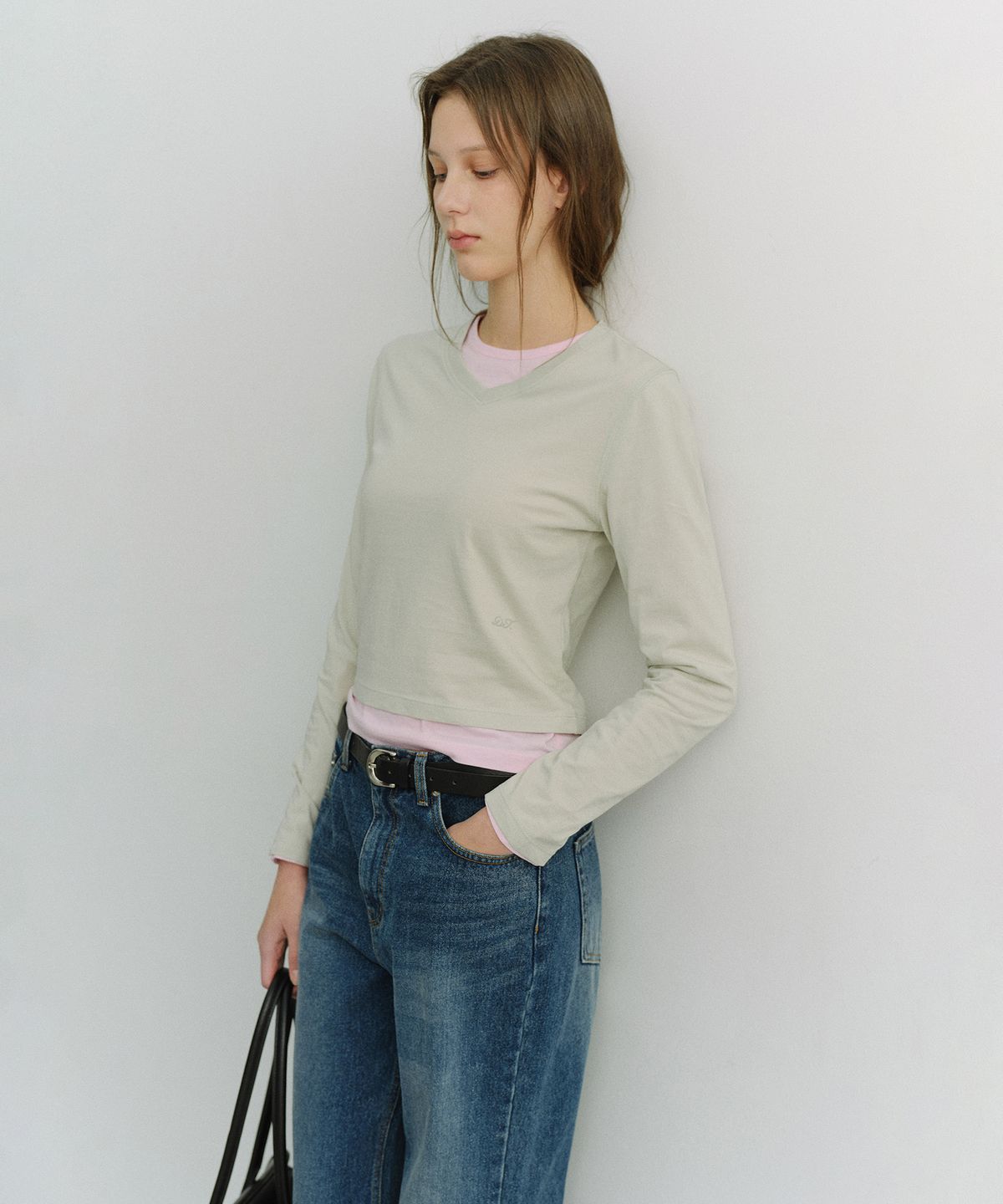 던스트(DUNST) ESSENTIAL PETIT V-NECK T-SHIRT_UDTS6A201_SOFT MINT