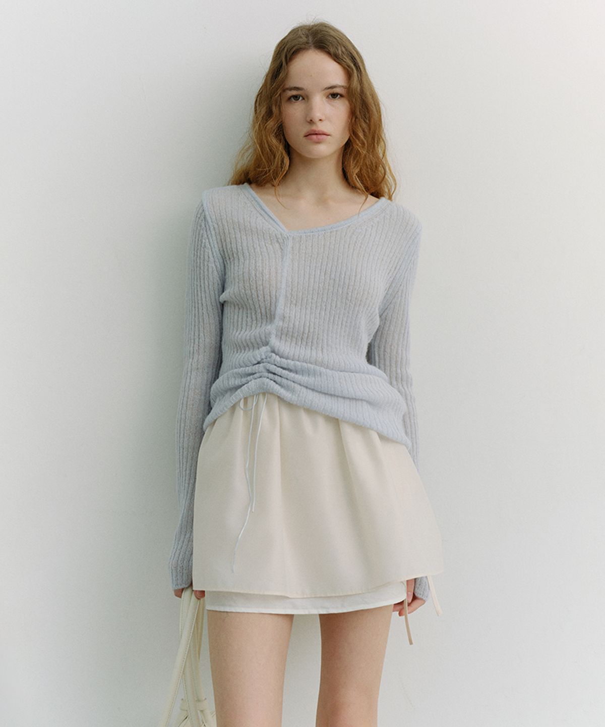 던스트(DUNST) 2-WAY SHIRRING KNIT TOP_UDSW6A204_SOFT BLUE