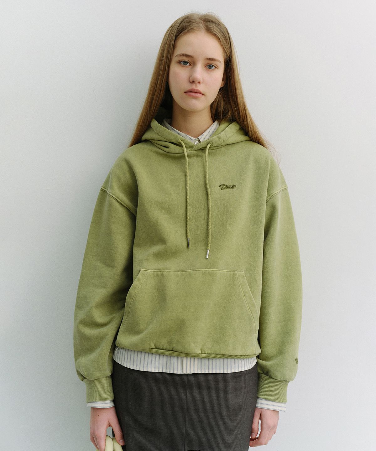 던스트(DUNST) UNISEX GARMENT DYED HOODIE_UDTS6A113_OLIVE GREEN