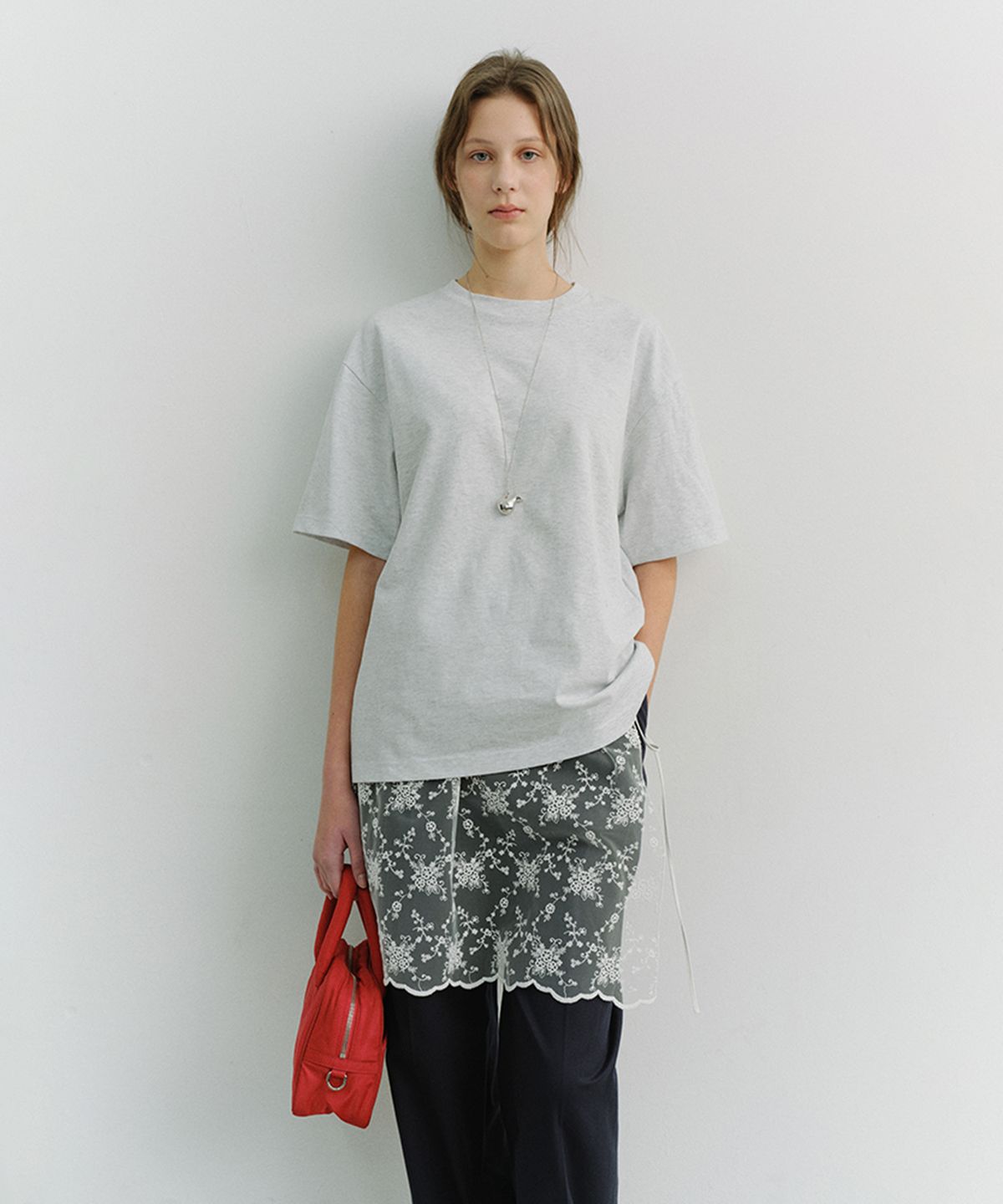 던스트(DUNST) UNISEX LOOSE T-SHIRT_UDTS6A112_LIGHT MELANGE GREY