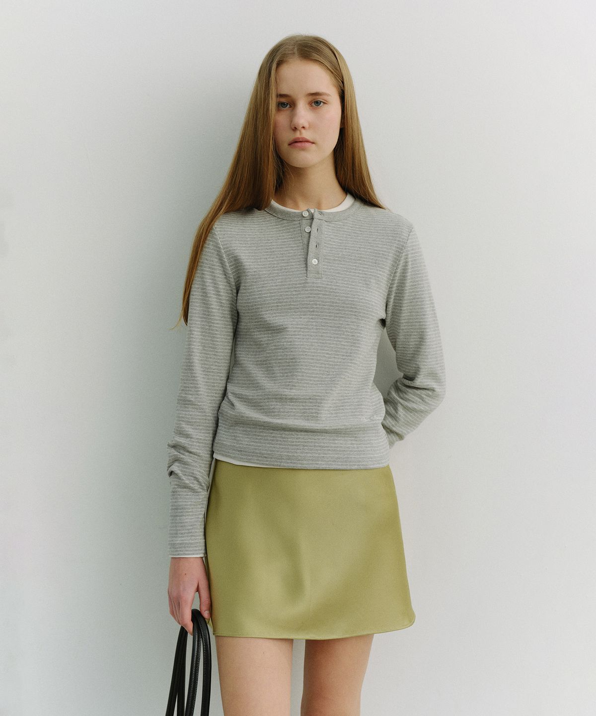 던스트(DUNST) UNISEX HENLEY-NECK T-SHIRT_UDTS6A109_GREY STRIPE