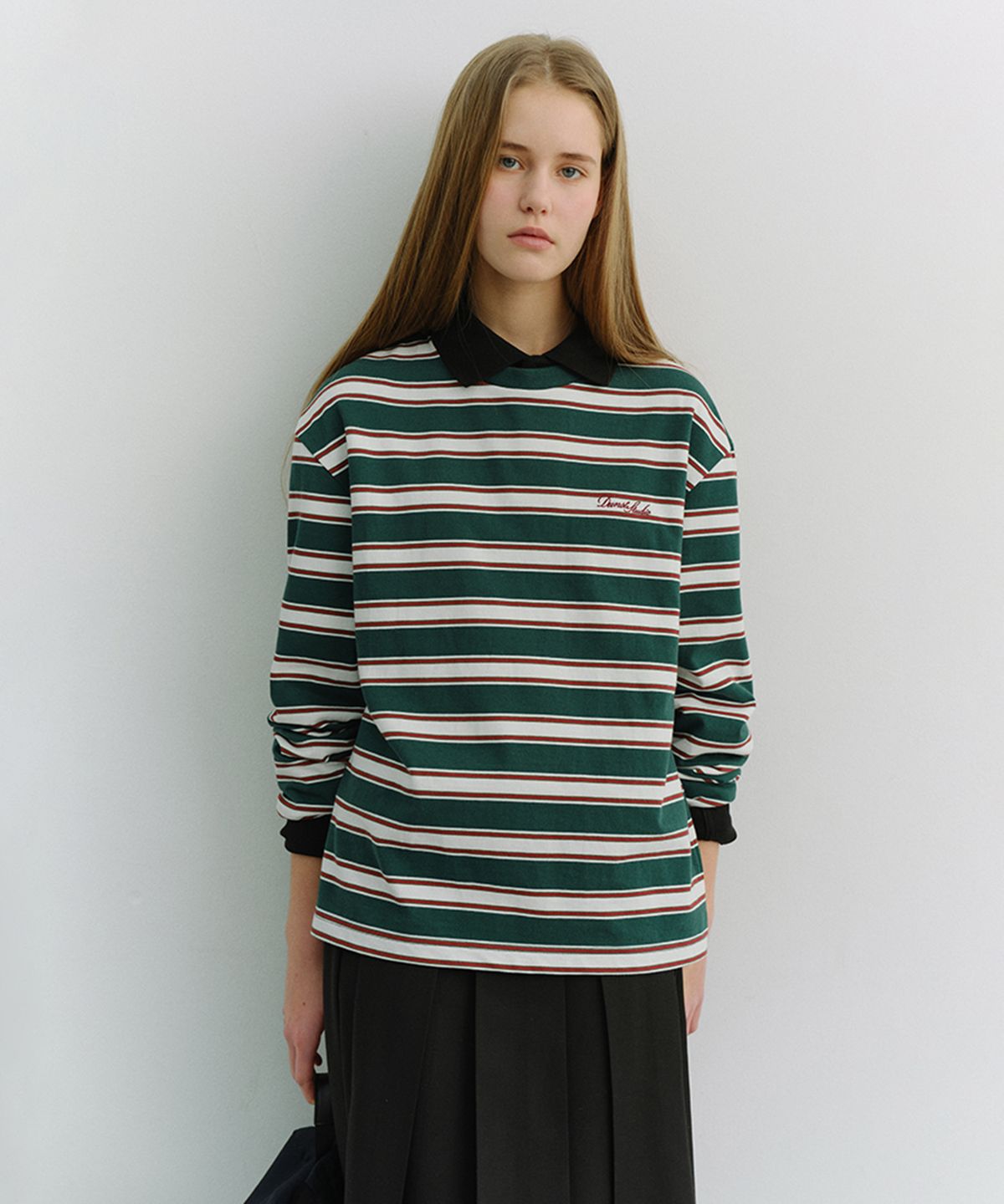 던스트(DUNST) UNISEX STRIPED T-SHIRT_UDTS6A106_GREEN STRIPE
