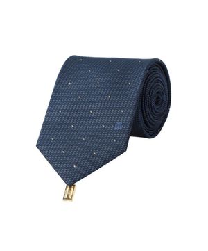 실크혼방 미니큐빅 패턴 올오버 넥타이 네이비