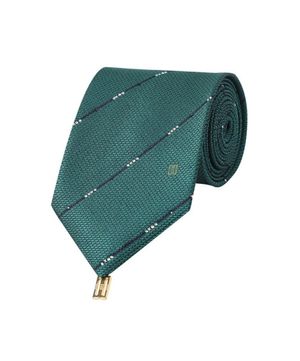 실크혼방 사선 큐빅 스트라이프 넥타이 그린