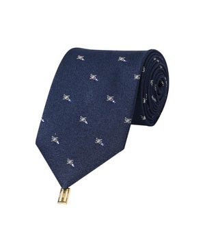 실크혼방 올오버 큐빅 패턴 넥타이 네이비