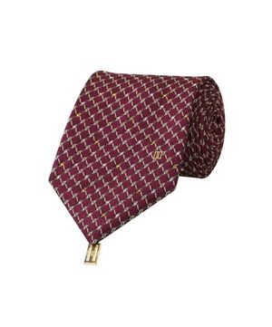 실크 혼방 큐빅 패턴 올오버 넥타이 레드