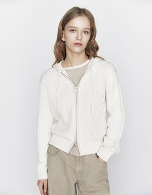 케이블 후드 투웨이 집업 가디건(5GG) 356503 [2color]