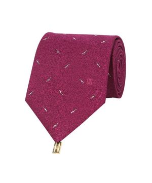 실크혼방 스퀘어 큐빅 패턴 올오버 넥타이 레드