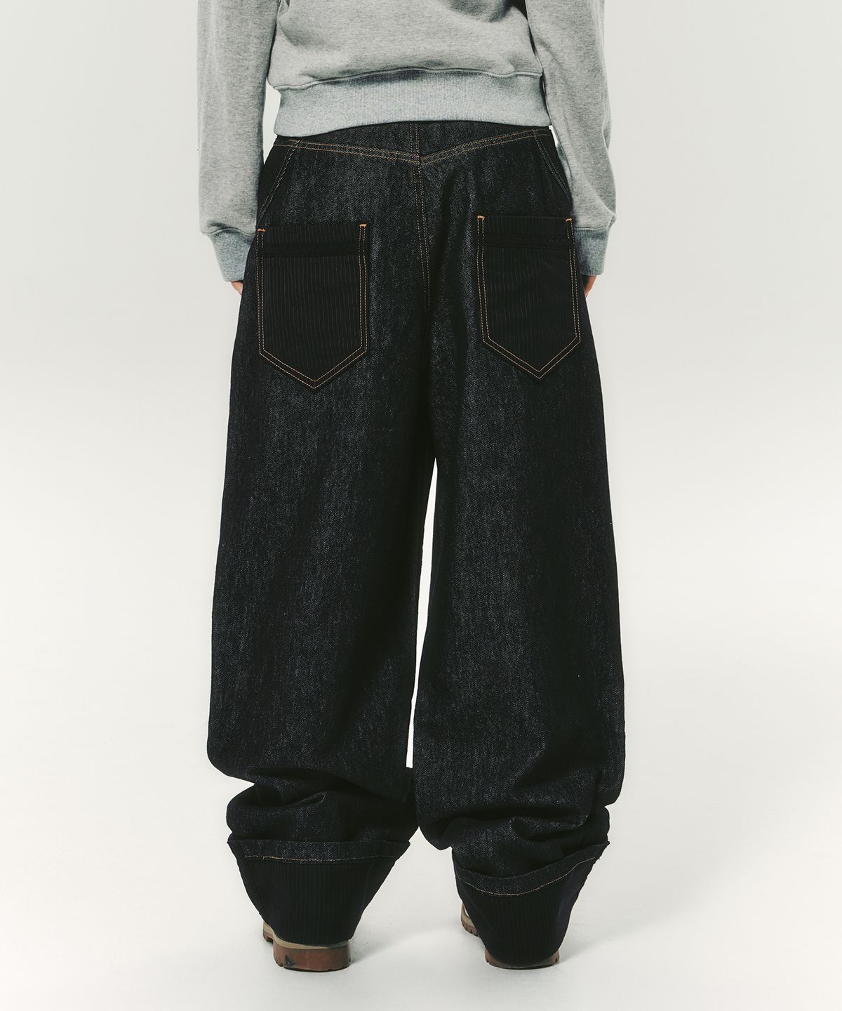 엔와이엑스엑스(NYXX) LACE ROLL UP DENIM PANTS BLACK