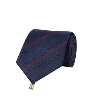 실크혼방 레지멘탈 스트라이프 넥타이 네이비