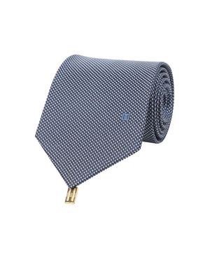 실크100 도트 올오버 넥타이 블루