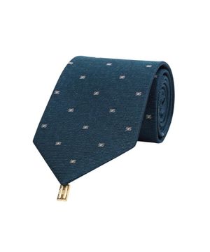 실크혼방 시그니처 로고 올오버 넥타이 민트