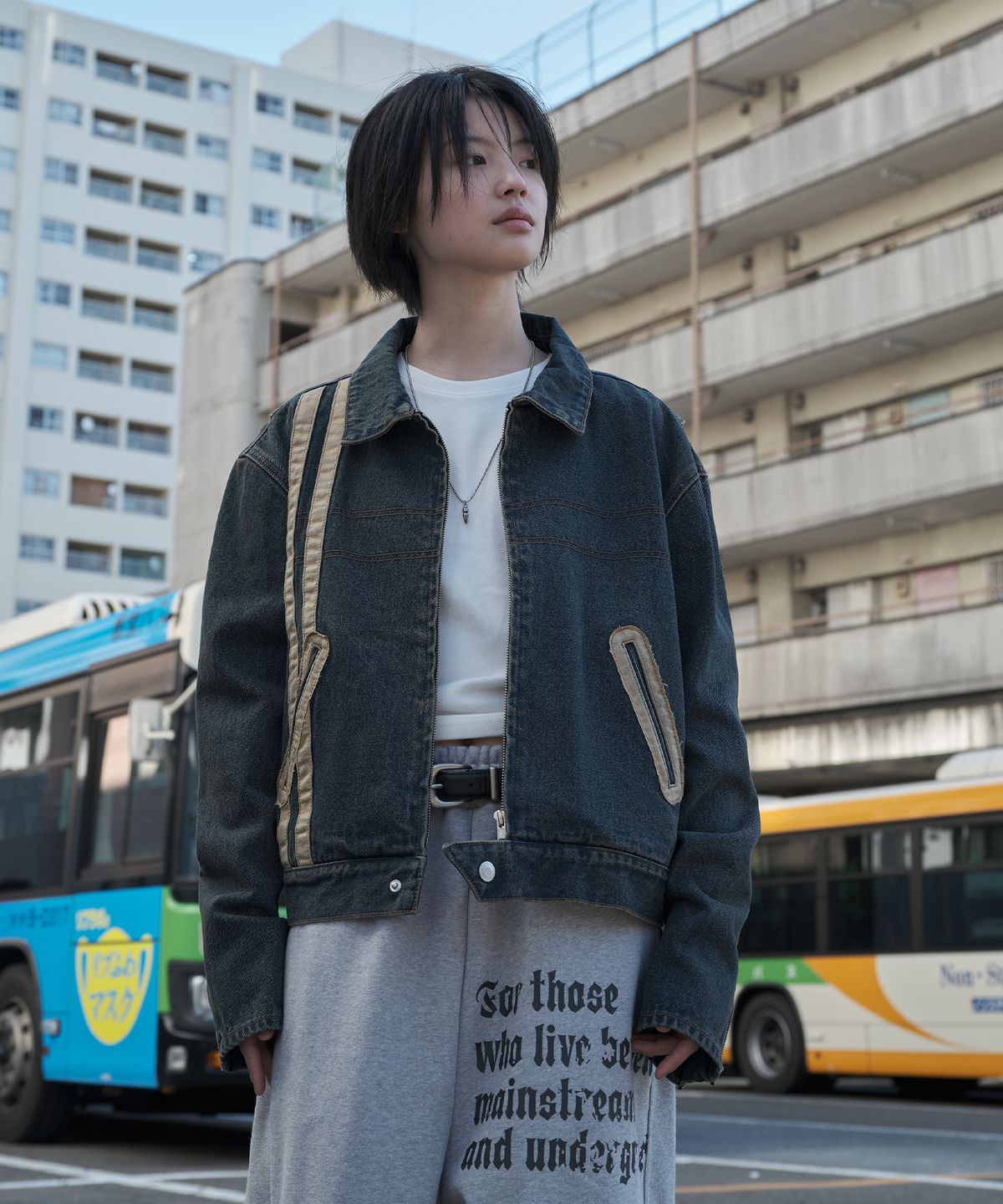 슈퍼서브(SUPERSUB) 빈티지 페이드 스티치 데님 자켓 - 워시드 블루