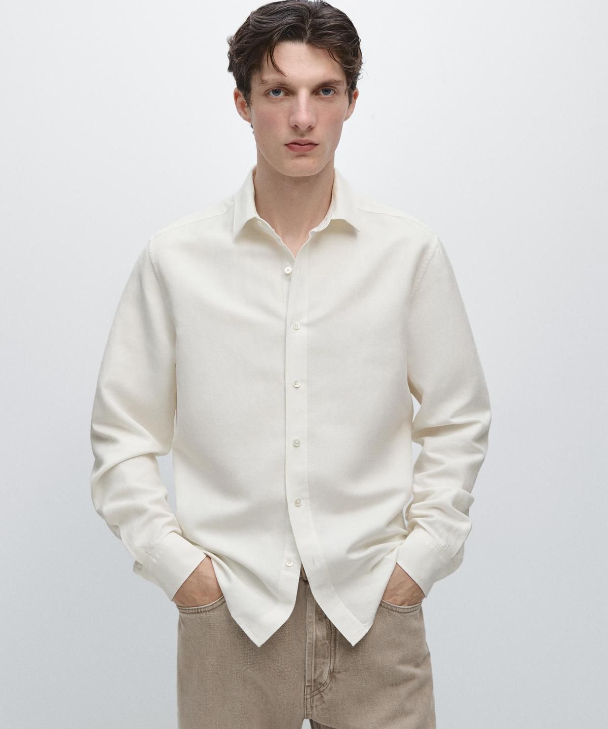 마시모두띠(MASSIMO DUTTI) 레귤러핏 린넨 블렌드 셔츠