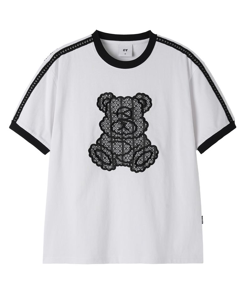 LACE DOLLY RINGER TEE - WHITE