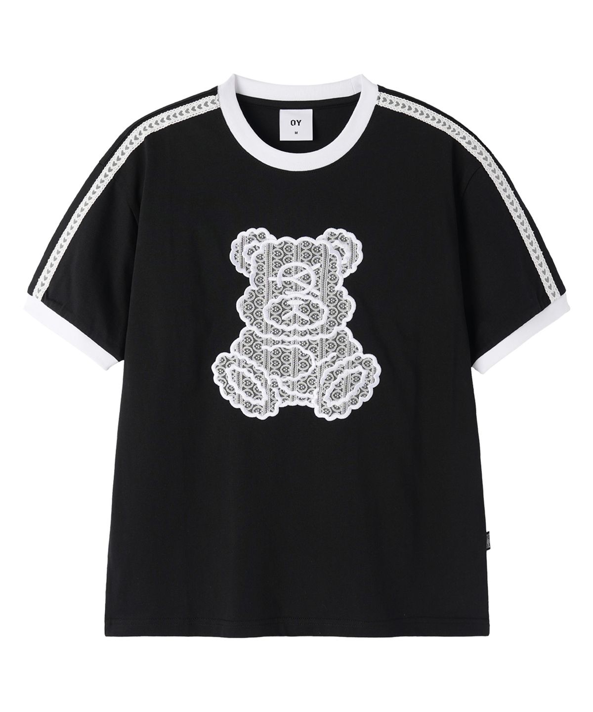 오픈야드(오와이)(OPENYARD(OY)) LACE DOLLY RINGER TEE - BLACK