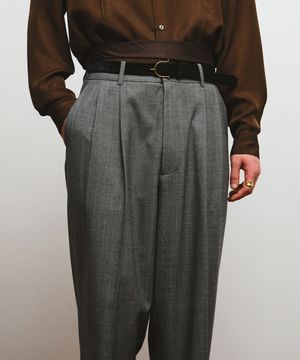 헤링본 투 턱 슬라우치 슬랙스 (그레이)