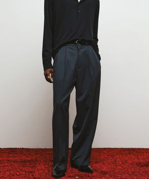 투 턱 버튼 와이드 슬랙스 (그레이)