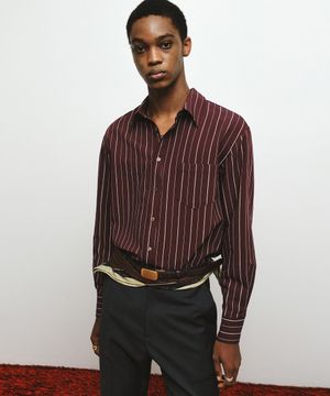 멀티 스트라이프 스테이블 셔츠 (버건디)