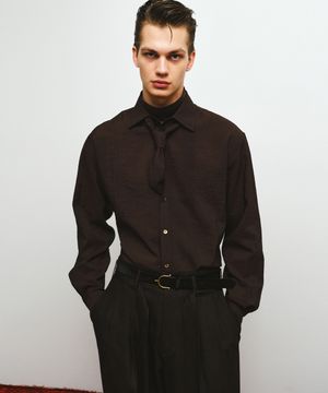 링클 텍스쳐 타이 셔츠 (브라운)